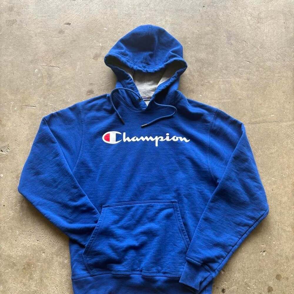 Champion Athleticwear Hoodie Size S Blue White Logo Sweatshirt